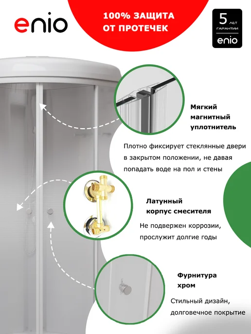 Enio Душевая кабина Ekos EN7080206 100х100, средний, градиент, 100x100, фото 5