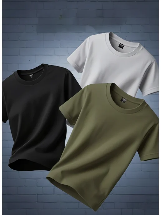 BLOSSOM MEN'S Набор мужских футболок 3 шт. однотонные хлопок, 3 шт, фото 3