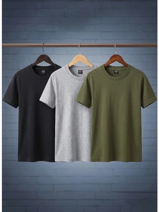 BLOSSOM MEN'S Набор мужских футболок 3 шт. однотонные хлопок, 3 шт, фото 4
