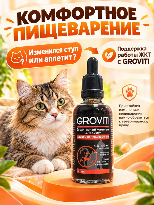 Groviti Биоактивный комплекс для ЖКТ кошек, вариант, фото 2