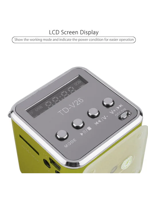 Компактная колонка TD-V26 с радио FM, MP3, зелёный, зеленый