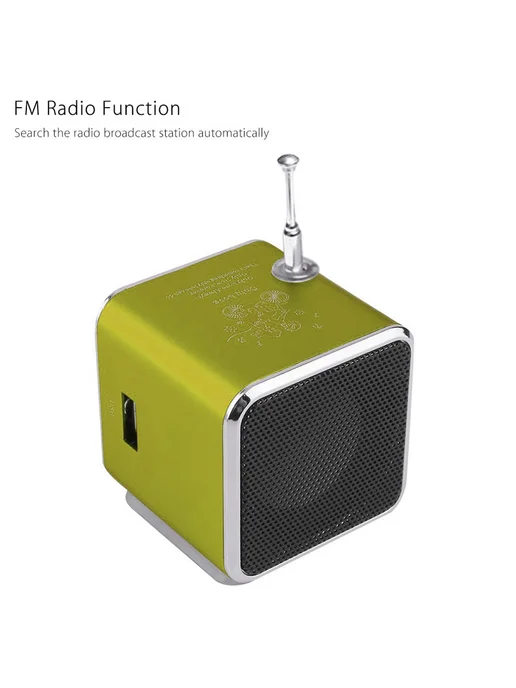 Компактная колонка TD-V26 с радио FM, MP3, зелёный, зеленый, фото 2