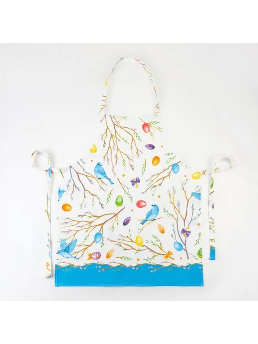 Уют for you Кухонный фартук Happy Easter 60х70 см белый голубой, 60x70 см, фото 2