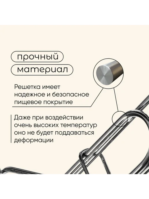Универсальная гриль-решётка 30х40 см из хромированной стали, 30x40 см, фото 4