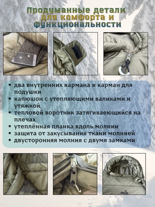 Tramp Спальный мешок Трамп Fjord T-Loft Compact Olive (правый), зеленый, фото 4