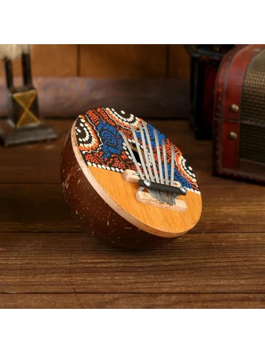 Нет бренда Музыкальный инструмент Калимба круглая 16 см, 16x16x8 см, фото 2