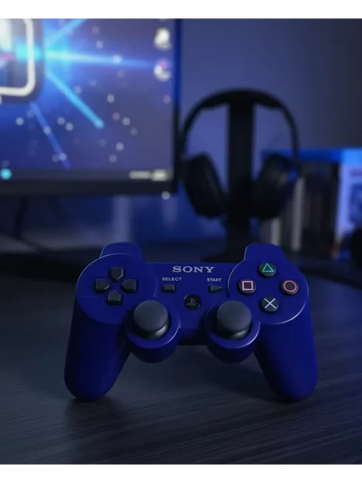 PlayStation3, Игровой геймпад, PS3, синий, фото 2