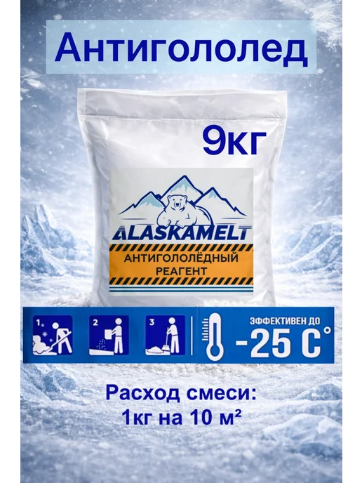 Антигололед Alaskamelt Middle 2кг, 9 кг