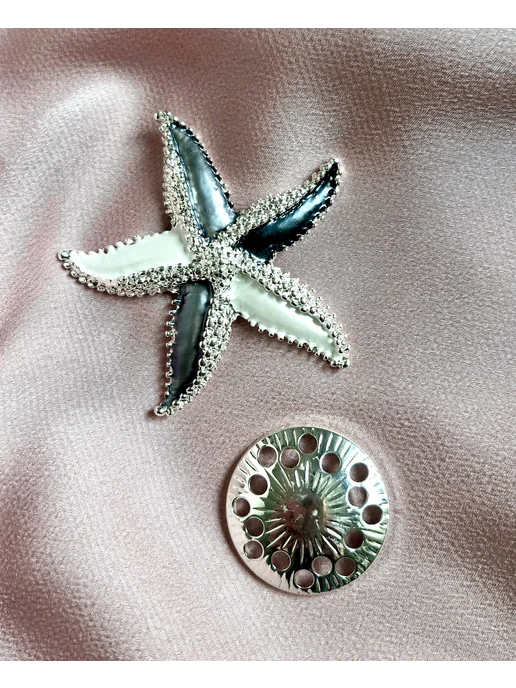 Fashion Jewelry Брошь на магните Морская звезда бижутерия, голубой, фото 2