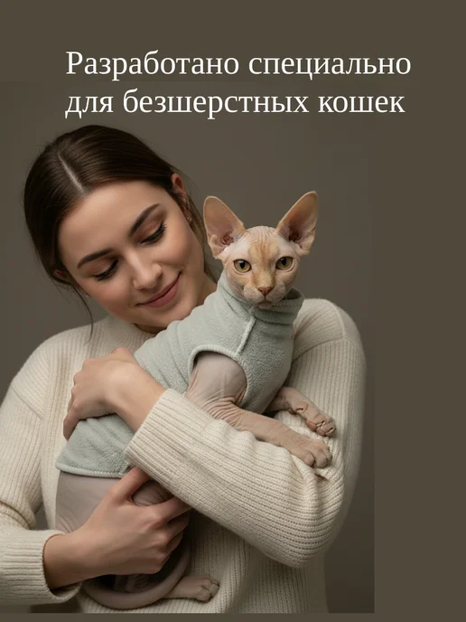 Одежда для сфинкса Кофта теплая флисовая, серый, фото 6