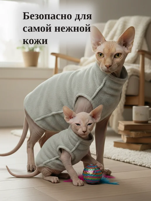 Одежда для сфинкса Кофта теплая флисовая, серый, фото 7