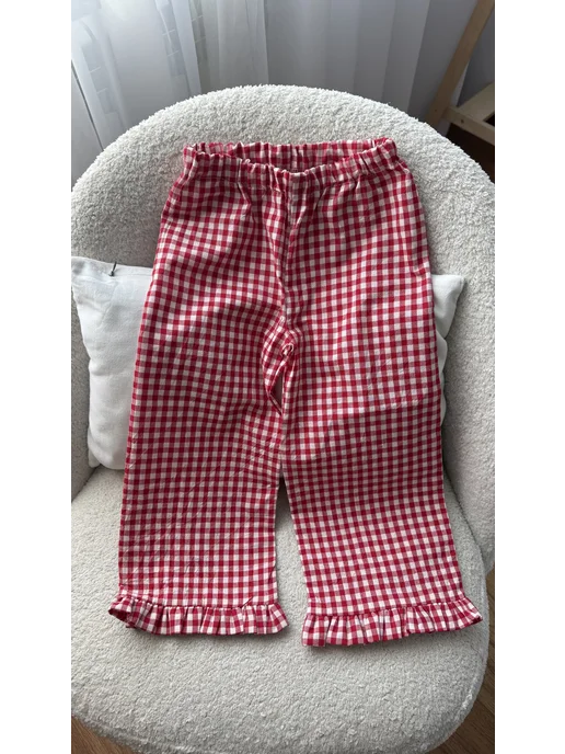Safi collection Пижама в клетку с рюшами, красный, фото 7