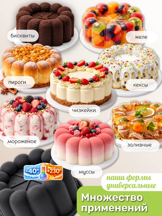 Sweetingridients Форма силиконовая для бенто торта, муссовых тортов набор, черный, фото 2
