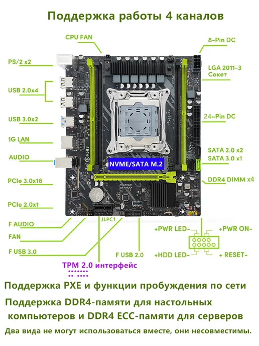 Huassen X99 P4 материнская плата LGA 2011-3 Xeon E5 V3 V4, вариант, фото 2