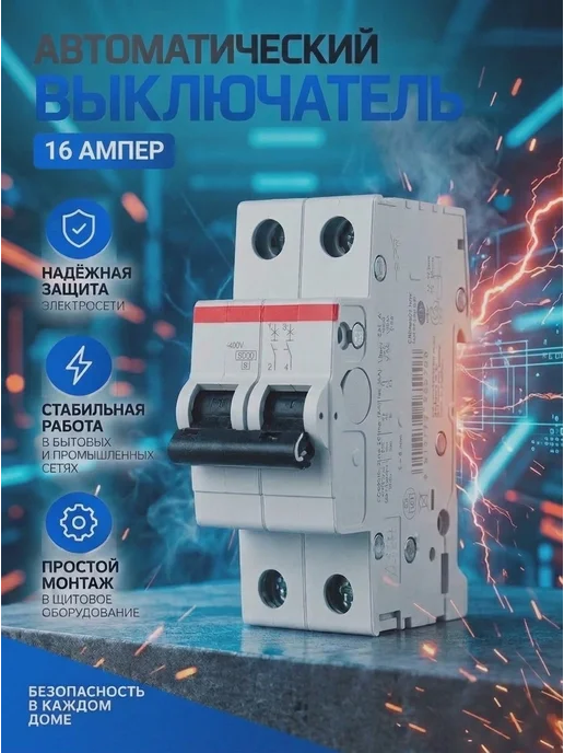 Автоматический выключатель ABB 2P 16А, 16А