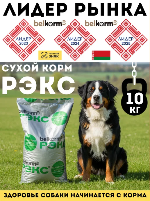Сухой корм belkorm Рэкс для собак, крупные, 10 кг