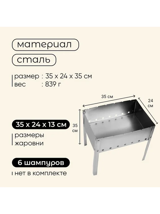 Компактный мангал для шашлыка и барбекю, вариант, фото 5