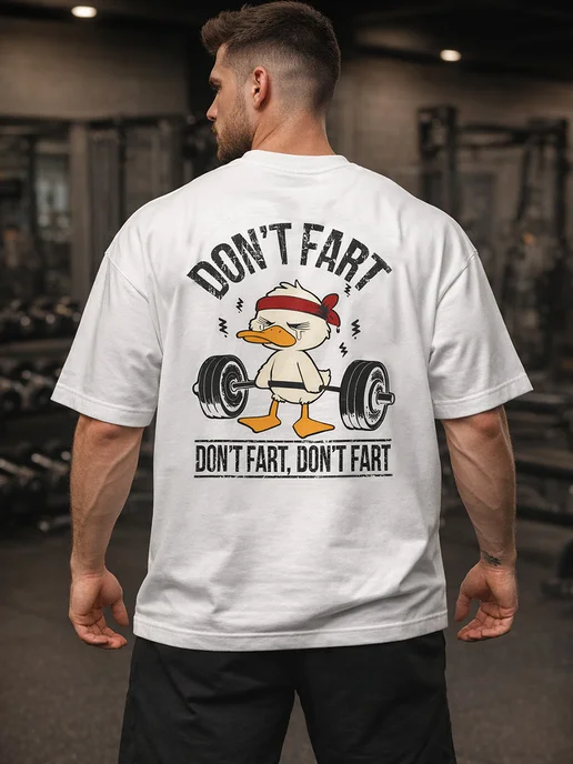 ChupChi Плотная футболка оверсайз черная с принтом DON’T FART, белый