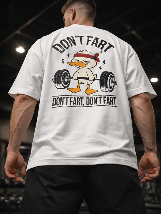 ChupChi Плотная футболка оверсайз черная с принтом DON’T FART, белый, фото 2