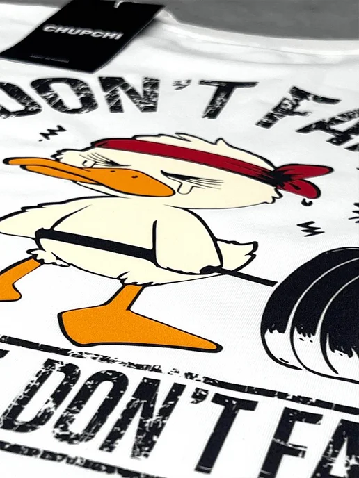 ChupChi Плотная футболка оверсайз черная с принтом DON’T FART, белый, фото 3