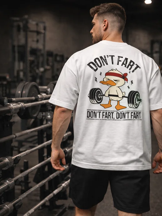 ChupChi Плотная футболка оверсайз черная с принтом DON’T FART, белый, фото 8