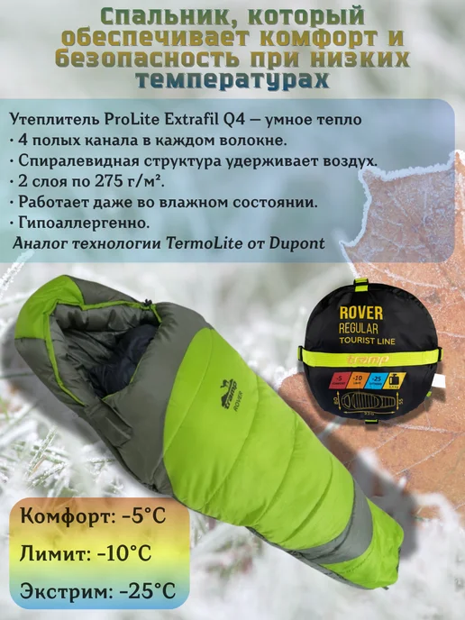 Tramp Спальный мешок Трамп Rover Regular (левый), зеленый, фото 3