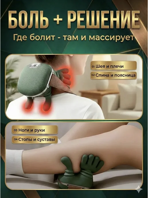 FIX_Market Массажер для шеи "Руки", зеленый, фото 3
