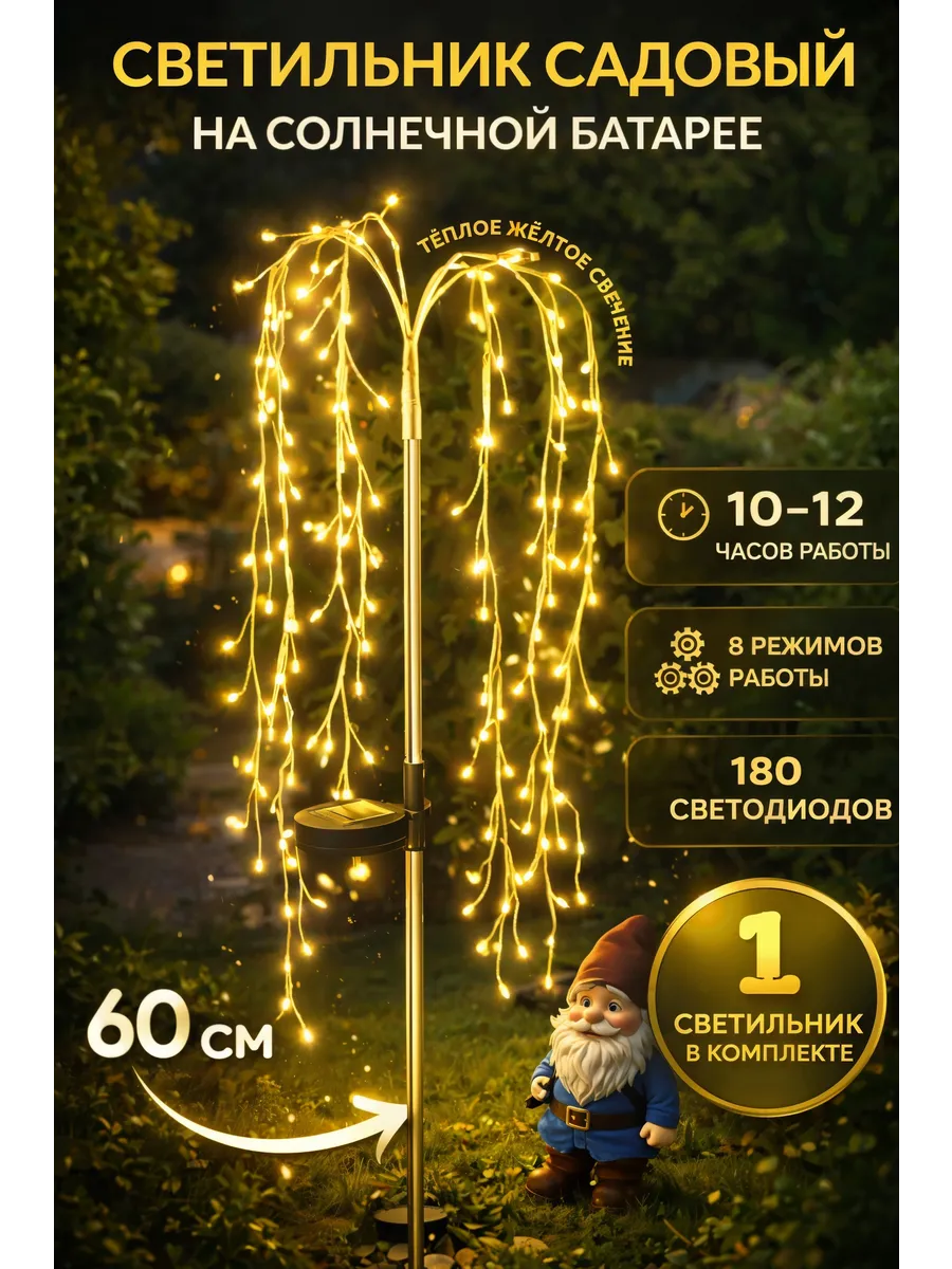 Светильник уличный на солнечной батарее дача и сад Ива