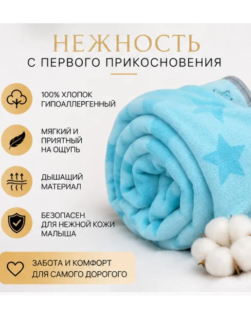 Плед детский для новорожденных двухсторонний, вариант, фото 3