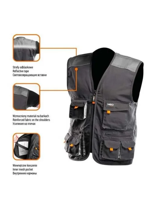 NEO TOOLS Рабочий жилет p.M 50 81-260-M, черный, фото 4