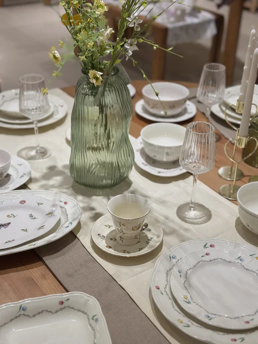 TM Home Блюдо овальное в мелкий цветочек, бежевый, фото 4