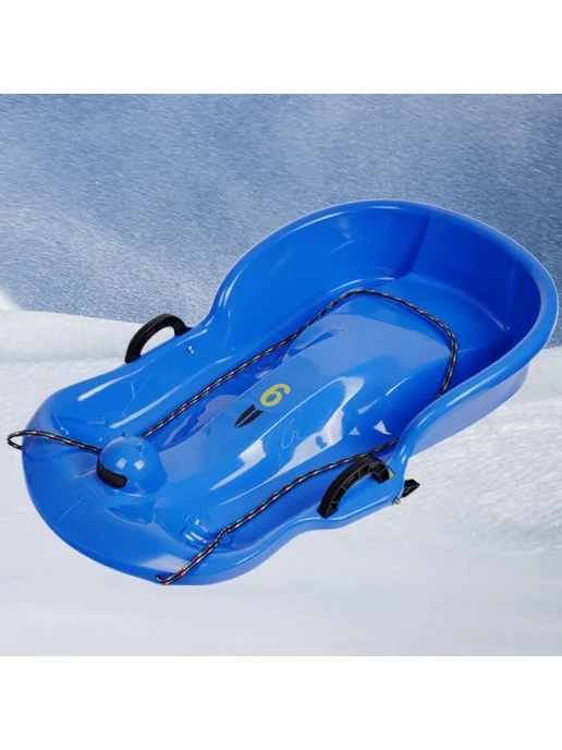 Пласт. санки Snow Speeder для детей 2 ручки, зима (Blue), синий, фото 2