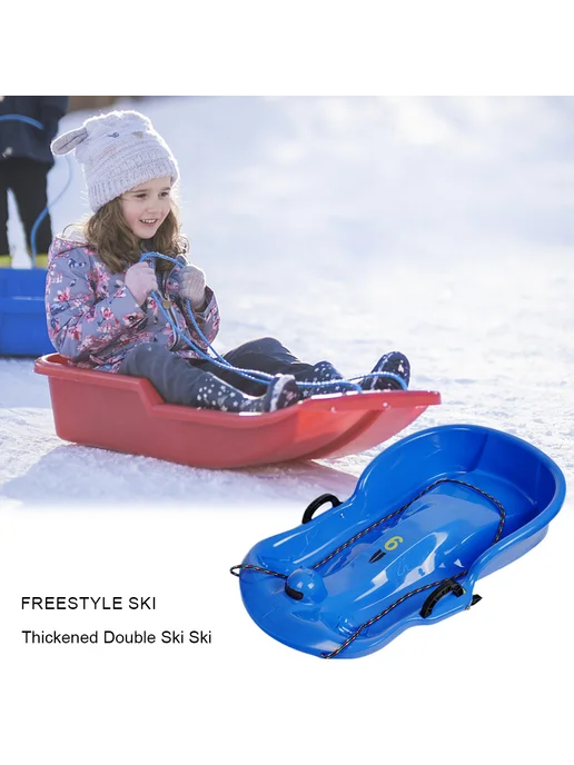 Пласт. санки Snow Speeder для детей 2 ручки, зима (Blue), синий, фото 3