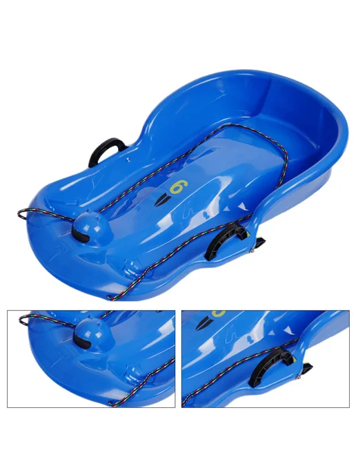 Пласт. санки Snow Speeder для детей 2 ручки, зима (Blue), синий, фото 5