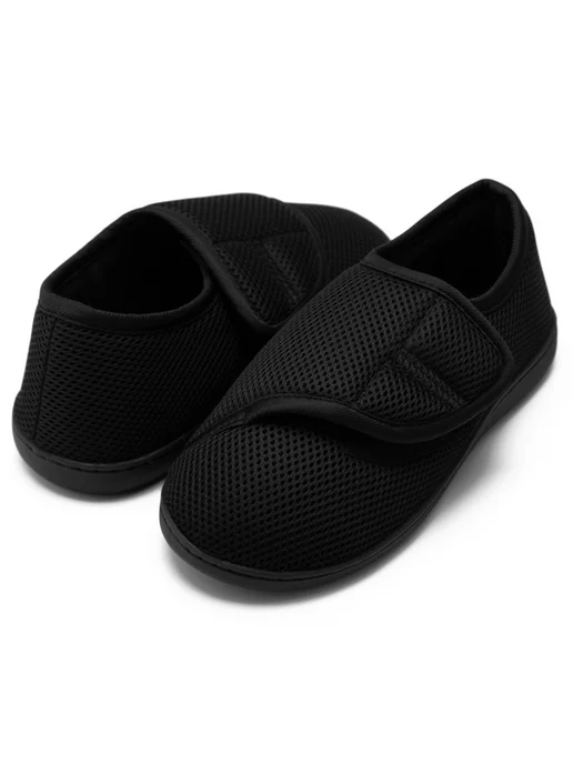 Унисекс кроссовки для диабетиков, нескользящие, Hook&Loop XL, черный, фото 4