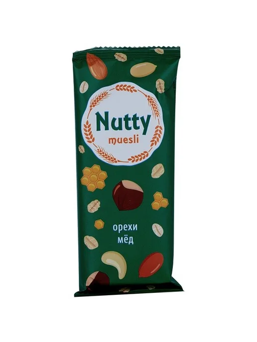 Батончик мюсли Nutty орехи мед 50 г 1 шт, 50 г, 1 шт