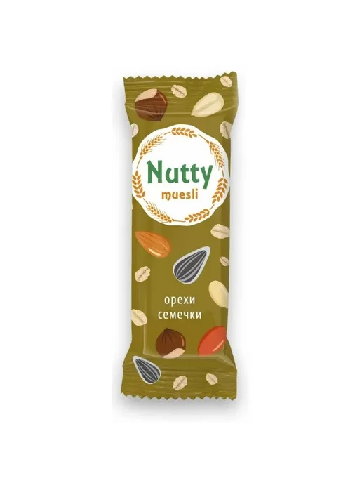 Батончик мюсли Nutty орехи семечки 50 г 1 шт, 50 г, 1 шт