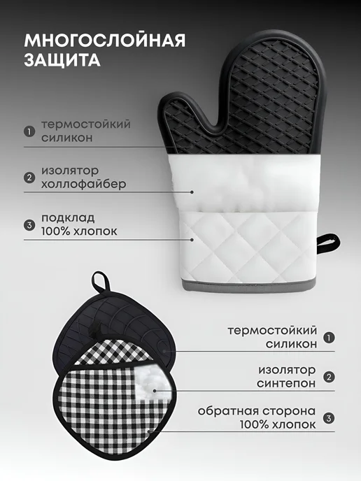 JustShop Рукавица и прихватка, черный, фото 2
