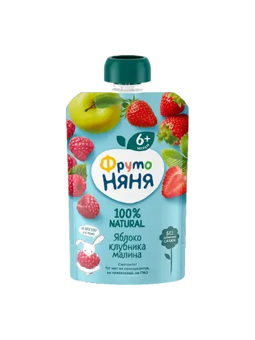 ФрутоНяня Десерт яблоко клубника малина 90г, 90 г