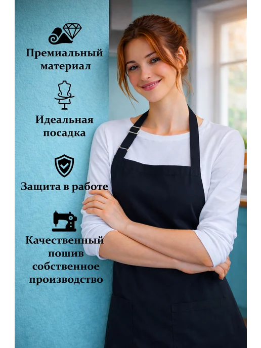 PROstoPRINT Фартук кухонный с принтом Мики маус, черный, фото 5
