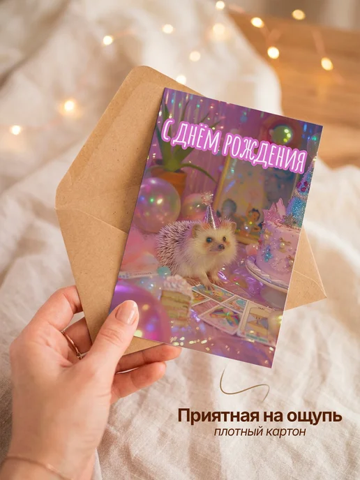 FanStuff Поздравительная открытка мем диско ёж с днем рождения, белый, фото 5