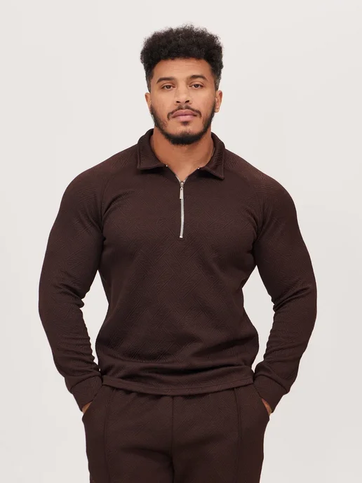 ASAN BRAND Спортивный костюм полузамок, коричневый, фото 2