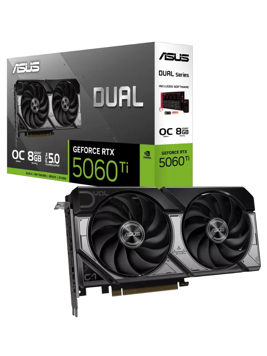 Asus Видеокарта GeForce RTX 5060 Ti DUAL OC, 8 ГБ