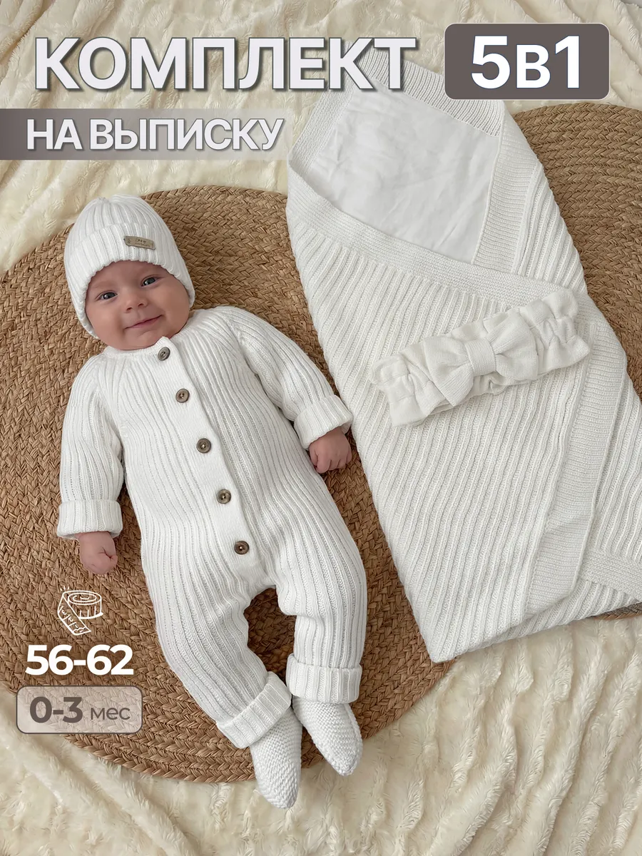 Конверт на выписку комплект с пледом для новорожденных