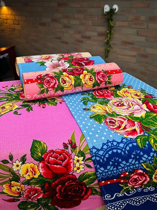 Кухонные полотенца вафельное 12шт 35х55 Цветы, 35x55, 12 шт, фото 4