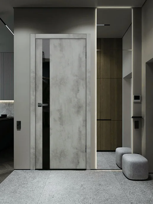 Komfort Doors Дверь межкомнатная+коробкой+наличниками бетон свет, 60х200см, 60x200 см, фото 2