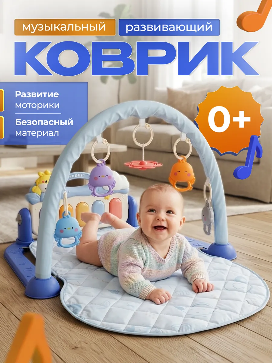 Развивающий музыкальный детский игровой коврик пианино