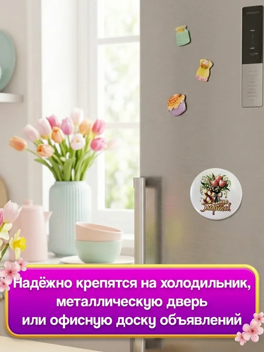 Филькина грамота Магниты на холодильник акриловые 8 марта 3 штуки, подарок, Магнит акриловый 1 штука, фото 3