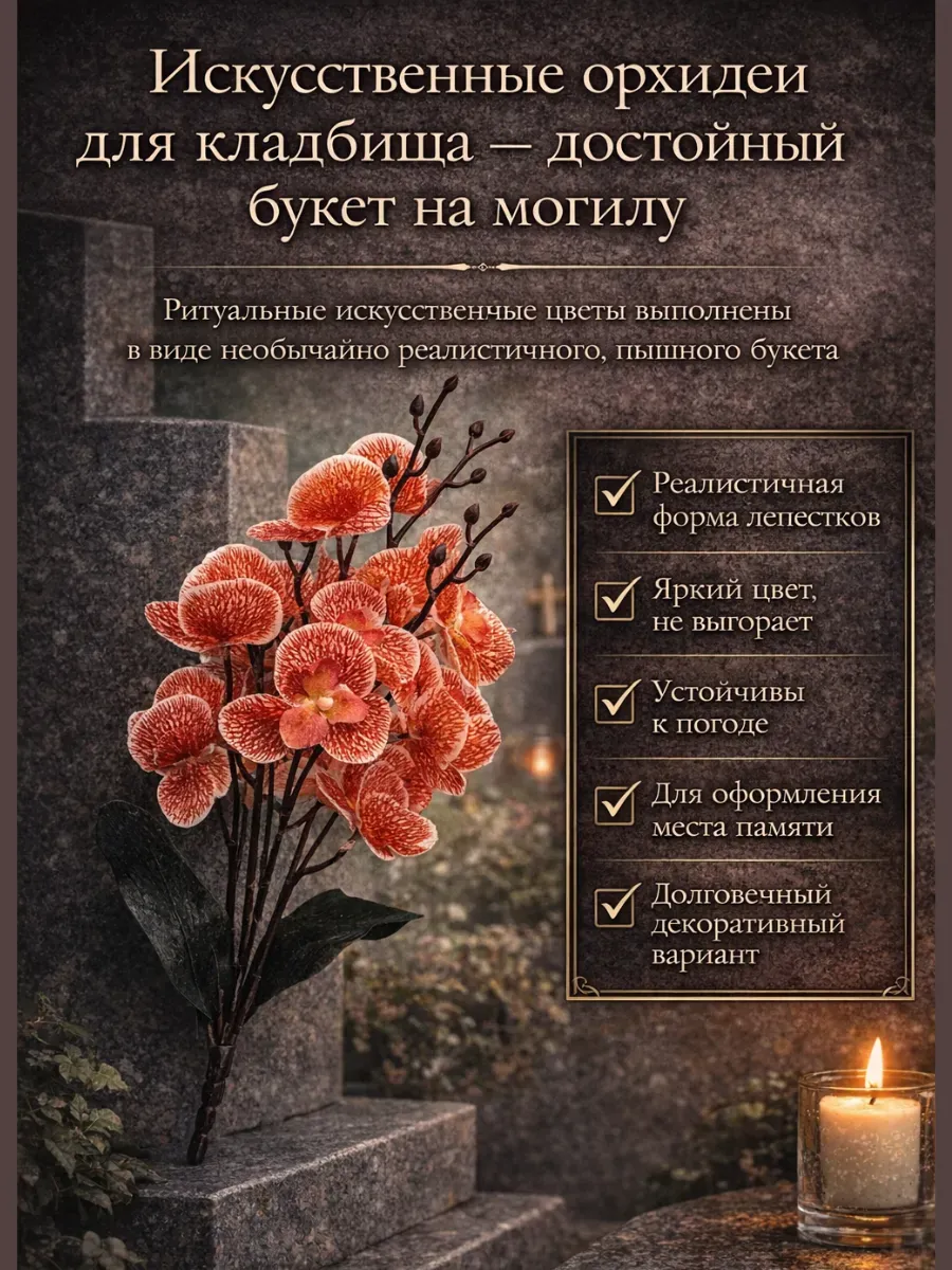 Искусственные цветы орхидеи на кладбище