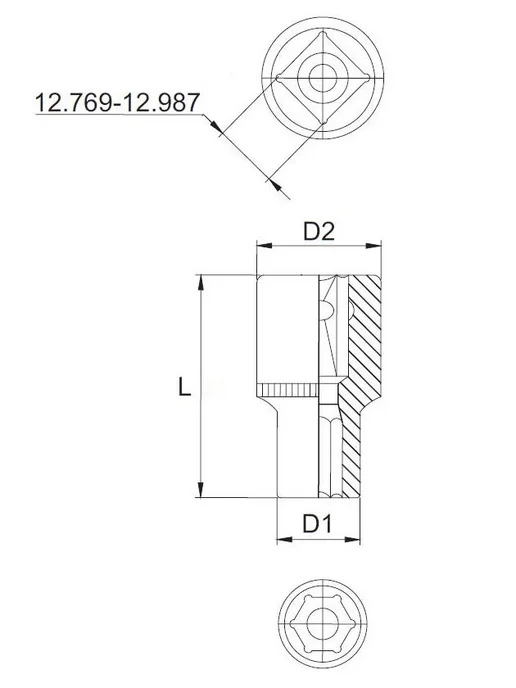 THORVIK S12S1124 Головка торцевая 3 8" DR, 24 мм, серый, фото 3